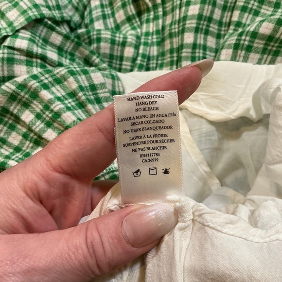 Rails Ari Plaid Flounce Hem Gingham Mini Dress in White Evergreen Green Women’s - Picture 7 of 7